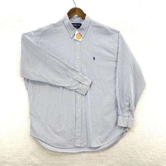 Ralph Lauren Blake Shirt Mens XL Blue Flannel Plaid Preppy Corpcore Button Down - Picture 1 of 15